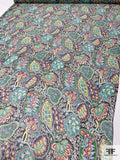 Caribbean Paisley Printed Crinkled Silk Chiffon - Multicolor