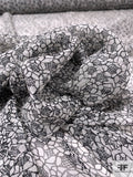 Web Clustered Printed Silk Chiffon - Black / Off-White