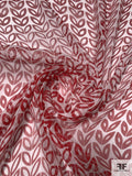 Leaf Petals Graphic Printed Crinkled Silk Chiffon - Deep Red / Ivory
