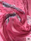 Floral Bouquets and Cloudy Animal Pattern Printed Silk Chiffon - Ruby Pink / Sage / Lavender / Blues