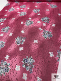 Floral Bouquets and Cloudy Animal Pattern Printed Silk Chiffon - Ruby Pink / Sage / Lavender / Blues