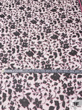 Border Pattern Floral Vine Printed Silk Chiffon - Black / Off-White / Pink