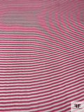 Horizontal Printed Crinkled Silk Chiffon - Bright Pink / Ivory