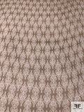 Regal Crown Motif Printed Crinkled Silk Chiffon - Khaki-Ecru / White