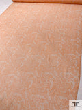 Floral Lace-Look Printed Crinkled Silk Chiffon - Tangerine / White