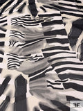Abstract Animal Inspired Printed Silk Chiffon - Black / Off-White / Ecru