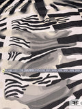 Abstract Animal Inspired Printed Silk Chiffon - Black / Off-White / Ecru