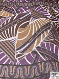 Abstract Printed Silk Chiffon Panel - Purple / Lime / Black / Grey / Tan