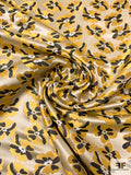 Floral Silk Necktie Jacquard Brocade - Antique Yellow / Black / Champagne
