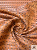 Circle Lattice Silk Necktie Jacquard Brocade - Orange-Peach / Grey / Black