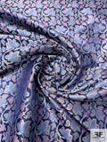 Floral Vines Silk Necktie Jacquard Brocade - Navy / Orchid / Soft Blue / Grey