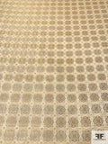 Geometric Mosaic Silk Necktie Jacquard Brocade - Biscotti Light Gold / Light Grey
