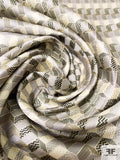 Cube Mosaic Silk Necktie Jacquard Brocade - Greys / Black / Cream