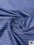 Ditsy Geometric Silk Necktie Jacquard Brocade - Blues / Dark Grey / Light Grey