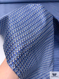 Ditsy Geometric Silk Necktie Jacquard Brocade - Blues / Dark Grey / Light Grey