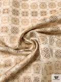 Geometric Mosaic Silk Necktie Jacquard Brocade - Tan / Beige / Light Gold / Brown