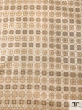 Geometric Mosaic Silk Necktie Jacquard Brocade - Tan / Beige / Light Gold / Brown