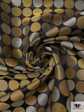 Circle Design Silk Necktie Jacquard Brocade - Yellow / White  / Black