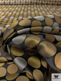 Circle Design Silk Necktie Jacquard Brocade - Yellow / White  / Black