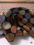 Circle Design Silk Necktie Jacquard Brocade - Copper / Ochre / Tan / Grey / Black