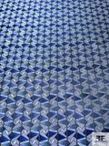 Cubic Triangles Silk Necktie Jacquard Brocade - Navy / Blues
