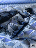 Cubic Triangles Silk Necktie Jacquard Brocade - Navy / Blues