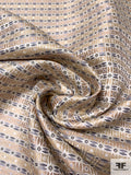 Circle Lattice Silk Necktie Jacquard Brocade - Beige / Greys / Light Grey