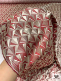 Triangle Mosaic Silk Necktie Jacquard Brocade - Muted Red / Light Taupe