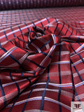 Basketweave Plaid Silk Necktie Jacquard Brocade - Red / Nav / Sky Blue / White