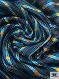 Box Striped Silk Necktie Jacquard Brocade - Teal / Seafoam / Black / Orange