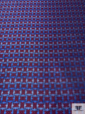 Directional Rectangles Silk Necktie Jacquard Brocade - Maroon / Blue