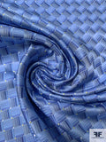 Geometric Basket Silk Necktie Jacquard Brocade - Blues / Yellow / White