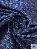Circular Link Silk Necktie Jacquard Brocade - Blues / Black