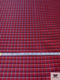 Fine Plaid Silk Necktie Jacquard Brocade - Red / Navy / Blue