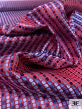 Dot Grid Silk Necktie Jacquard Brocade - Reds / Blues