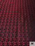 Circular Link Silk Necktie Jacquard Brocade - Red / Black