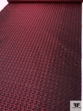 Circular Link Silk Necktie Jacquard Brocade - Red / Black