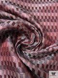 Cube Mosaic Silk Necktie Jacquard Brocade - Maroon / Grey / Black
