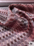 Cube Mosaic Silk Necktie Jacquard Brocade - Maroon / Grey / Black