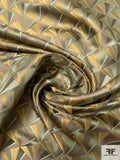 Triangle Mosaic Silk Necktie Jacquard Brocade - Antique Olive / Brown