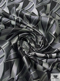 Abstract Silk Necktie Jacquard Brocade - Shades of Grey / Black