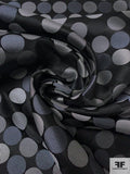 Circle Design Silk Necktie Jacquard Brocade - Black / Grey / Light Grey