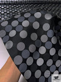 Circle Design Silk Necktie Jacquard Brocade - Black / Grey / Light Grey