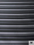Herringbone Striped Silk Necktie Jacquard Brocade - Shades of Grey / Black