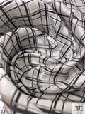 Fine Plaid Silk Necktie Jacquard Brocade - Silvery-Grey / Grey / Black