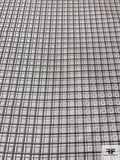 Fine Plaid Silk Necktie Jacquard Brocade - Silvery-Grey / Grey / Black