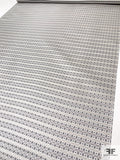 Circle Lattice Silk Necktie Jacquard Brocade - Shades of Grey / Off-White / Black