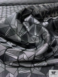Cubic Triangles Silk Necktie Jacquard Brocade - Grey / Black