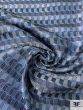 Cube Mosaic Silk Necktie Jacquard Brocade - Dusty Blues / Black / White / Grey