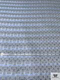 Directional Rectangles Silk Necktie Jacquard Brocade - Soft Blue / Grey